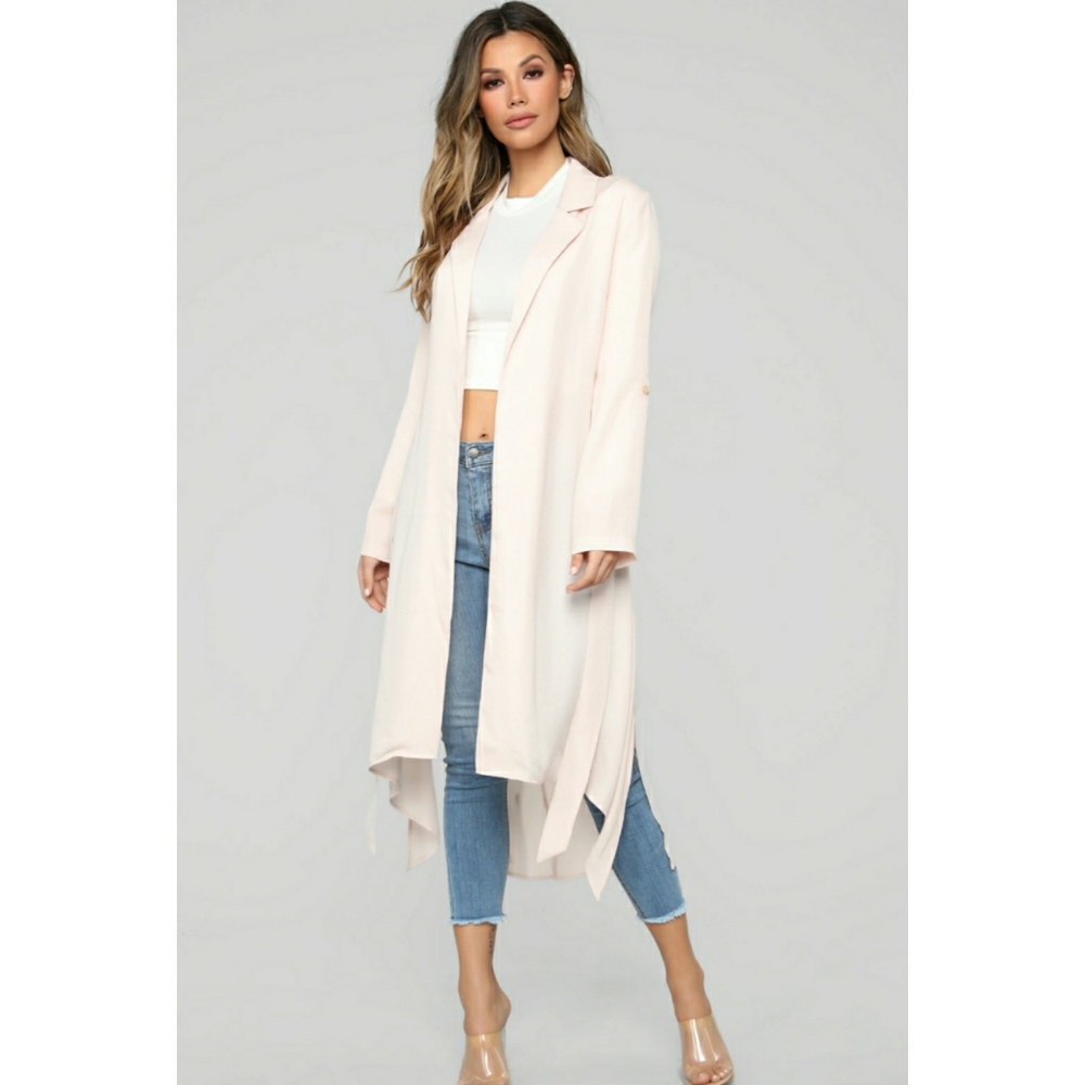 Blush color light trench coat